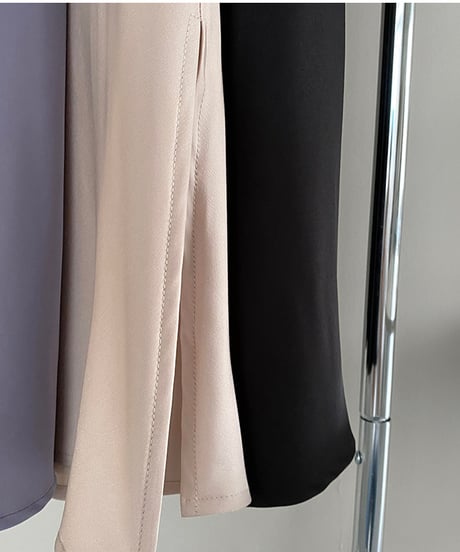 side slit satin long skirt /3color　FL2713