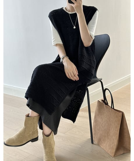 aran-knit vest op /2color　FL2828