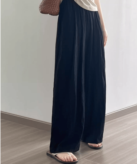 pleated thin wide leg pants /4color　FL3350