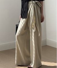 waist ribbon straight wide pants /2color　FL3340