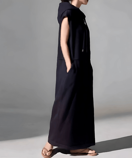sleeveless hoodie maxi dress /3color　FL3465