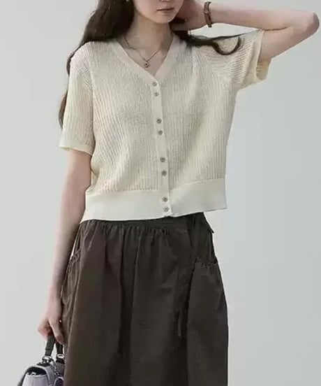 short sleeve casual knit cardigan　FL3357