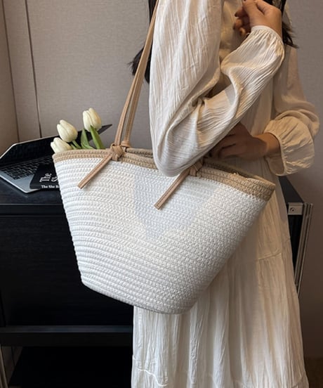 natural straw tote bag /2color　FL2327