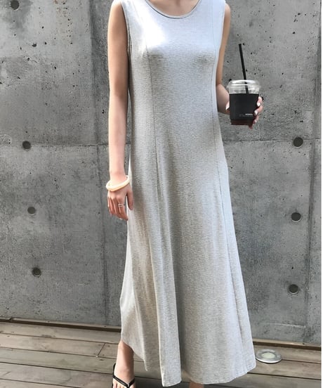 sleeveless maxi dress casual op /2color　FL3656