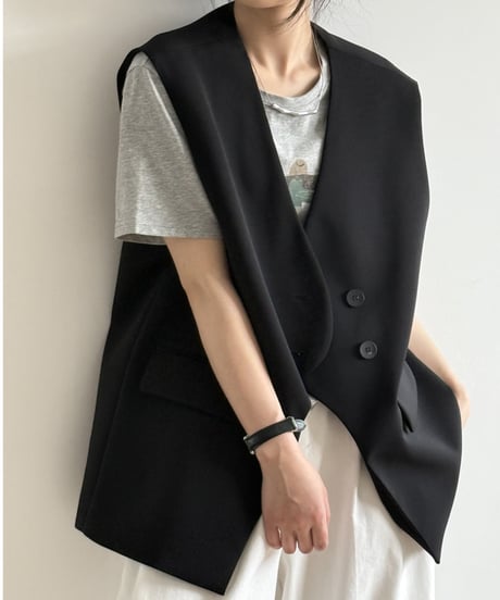 front button double vest /2color　FL3342