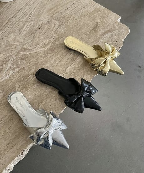 pointed toe ribbon mules /3color　FL2089