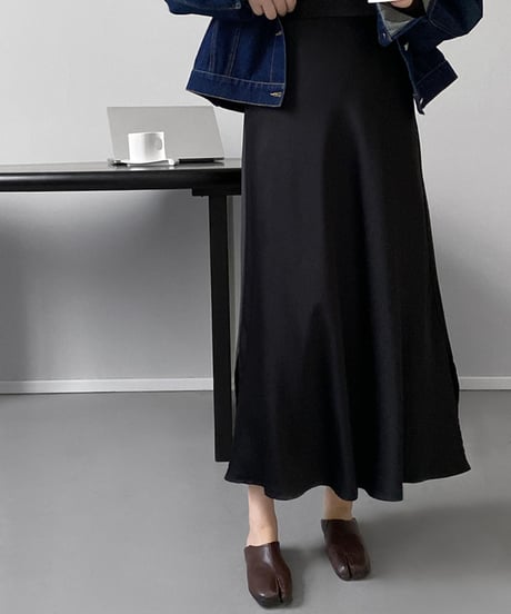 side slit satin long skirt /3color　FL2713
