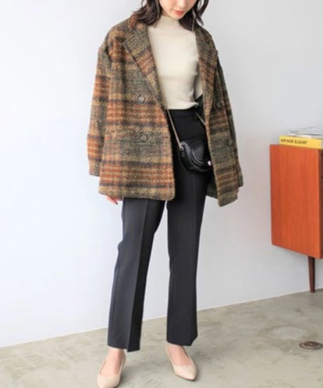 tweed plaid middle coat /2color　FL2994