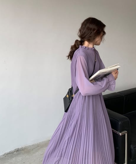 purple pleated chiffon op　FL2180