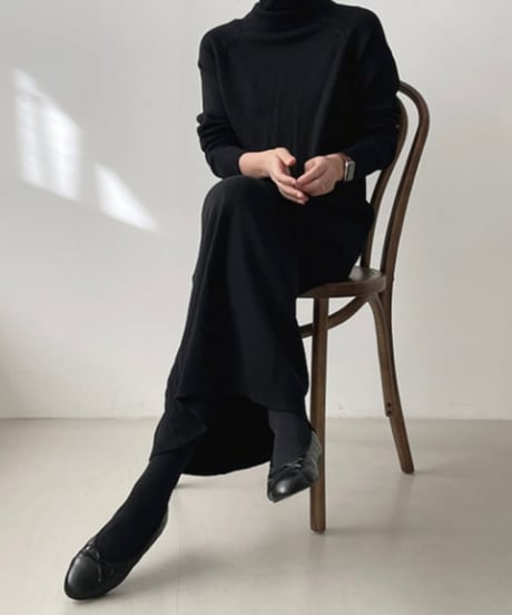 high-neck long knit dress /3color　FL2917