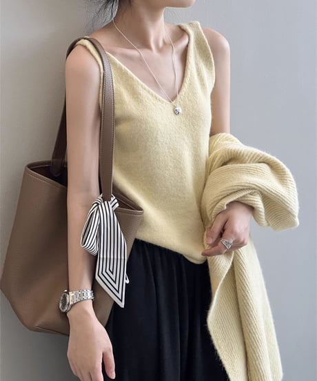 knit cardigan & camisole ensemble /4color　FL3071