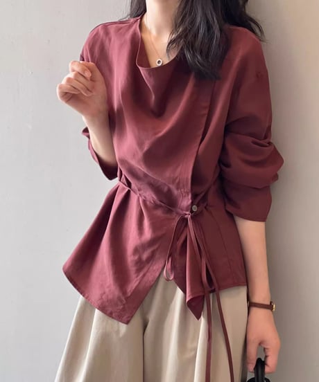 draped wrap style blouse /2color　FL2743