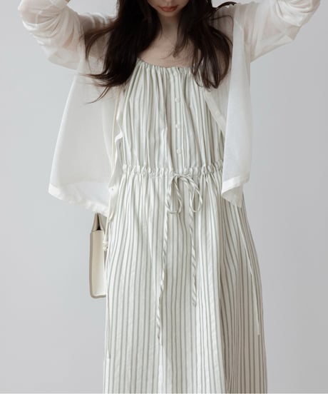 front drawstring sheer cardigan /4color　FL3241