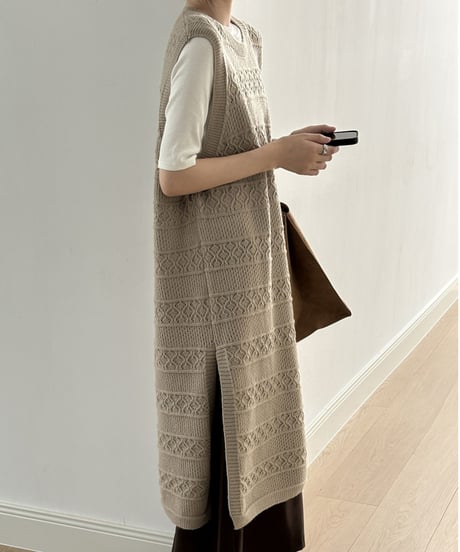 aran-knit vest op /2color　FL2828