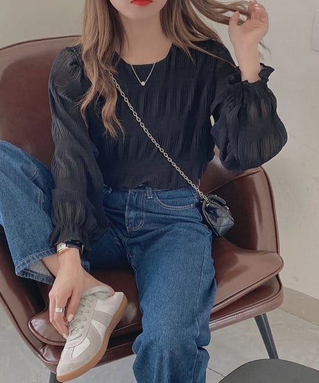 round neck loose chiffon blouse　FL2667