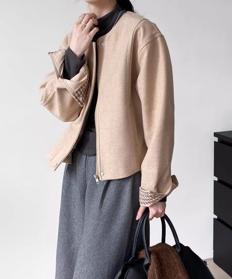 hiyoku collarless jacket /3color　FL2879