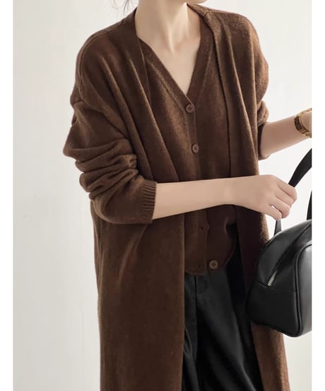long knit cardigan & vest 2-piece set /5color　FL2728