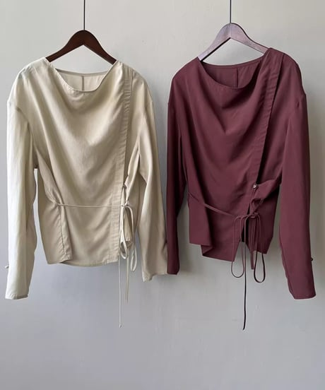 draped wrap style blouse /2color　FL2743