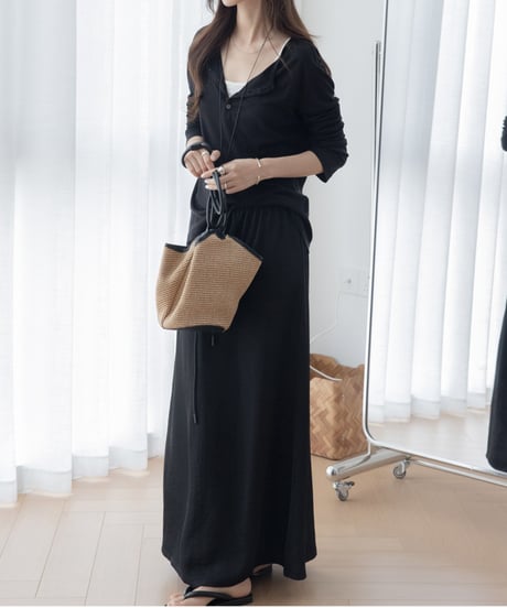 drawstring long skirt/2color　FL3300
