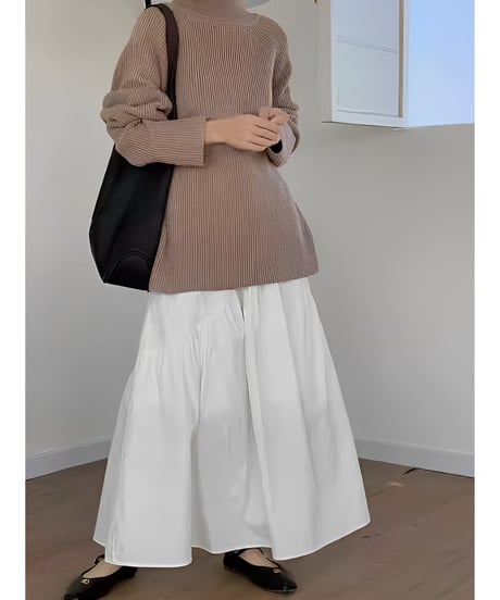 gathered maxi skirt /4color　FL2474