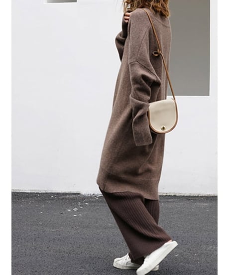 oversized v-neck long knit /3color　FL2494