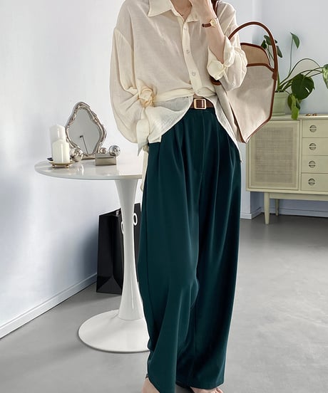pleated wide leg suit pants /2color　FL2717