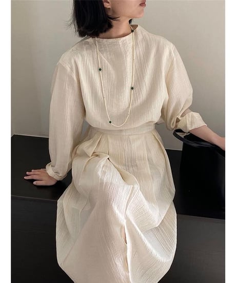 round neck blouse & slit skirt setup　FL2437