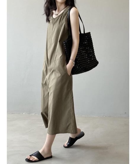 earth color wide leg overalls /2color　FL3461