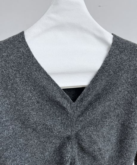 v-neck knit top and skirt set up /3color　FL2809