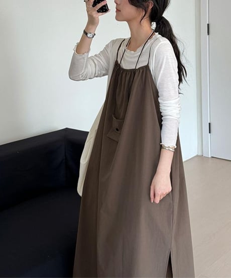 side slit suspenders long o/p /2color  FL3371