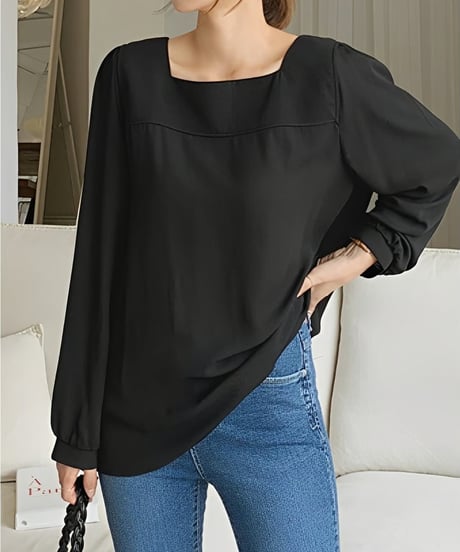 square neck switching blouse　FL2051