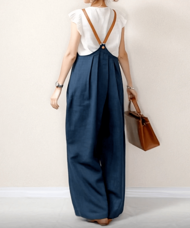 button-front wide-leg overalls /3color FL3608 |