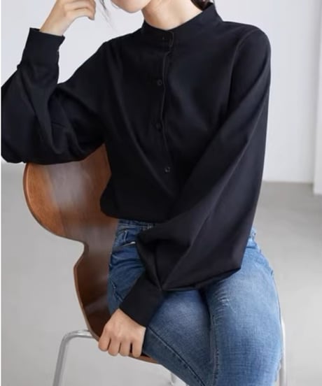 balloon sleeve stand collar shirt /4color　FL3331