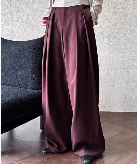 tucked wide leg pants /2color　FL2762