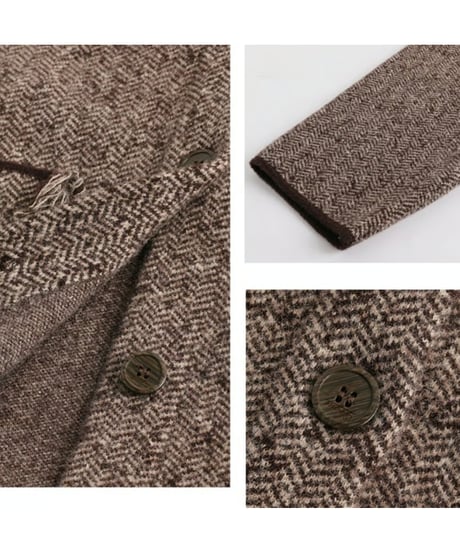 fringe pocket hooded tweed jacket　FL2979