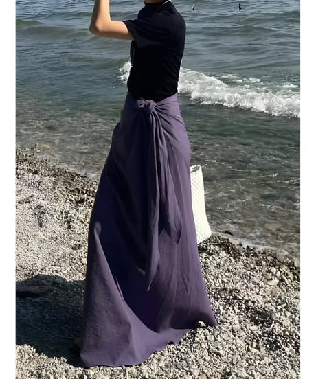 waist ribbon wrap skirt /6color　FL3405