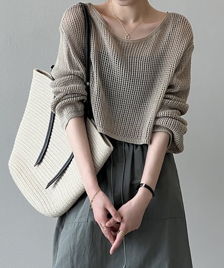 short mesh knit tops　FL2182