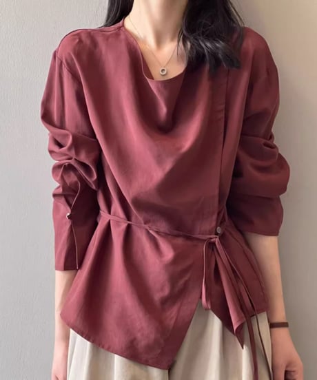 draped wrap style blouse /2color　FL2743