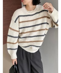 loose striped knit tops /3color　FL2961