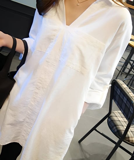 v-neck long shirt　FL3402