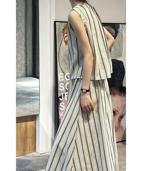 stripe sleeveless tops and skirt　FL2387