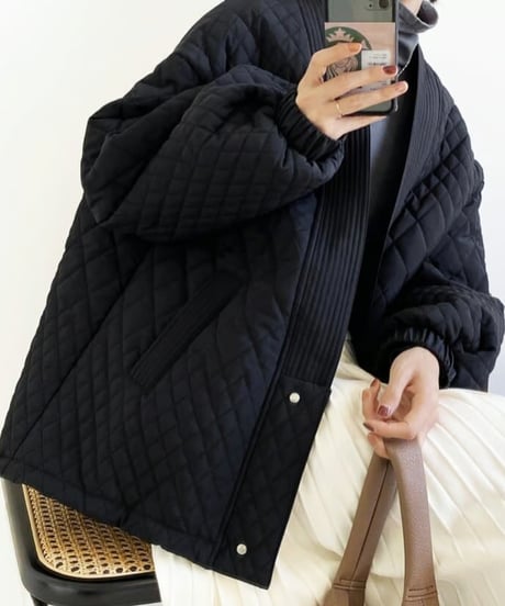 v-neck quilting blouson /2color　FL3138