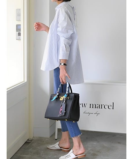 back ribbon striped shirt /2color　FL2056