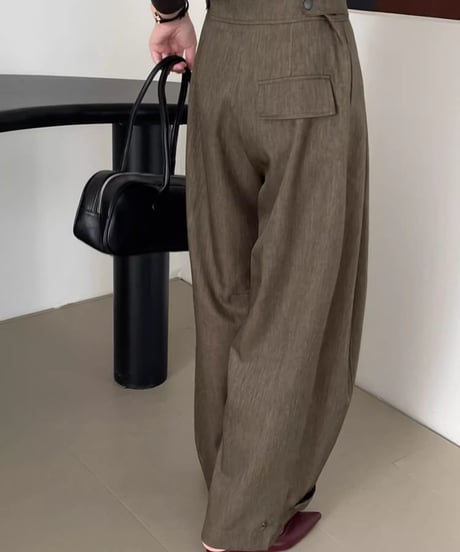 hem button 2way wide pants /2color　FL2764