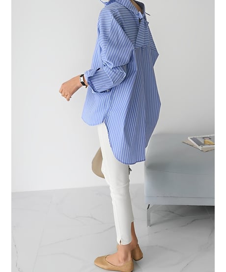 back ribbon striped shirt /2color　FL2056