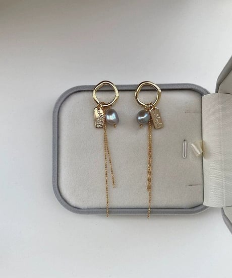 drop design grey pearl pierce　FL2242