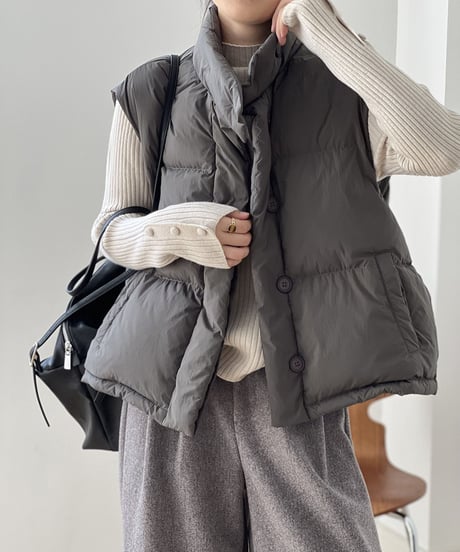wide quilt down vest /4color　FL3046