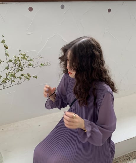 purple pleated chiffon op　FL2180
