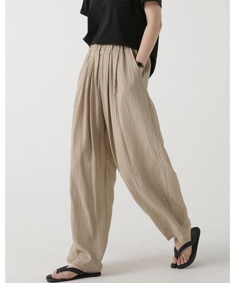 textured tuck pants　FL2197