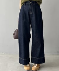 high waist wide denim pants　FL2776